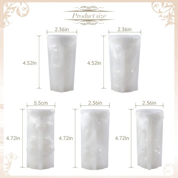 Roma Decorative Pillar Candle Silicone Mold Set with Wicks – 5 Designs DIY - Picture 2 of 8